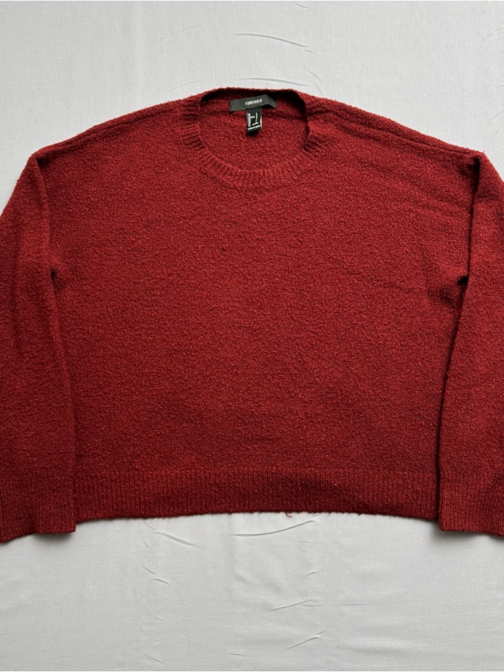 Forever 21 Sweater Red Knit Pullover Crew Neck Long Sleeve Women L